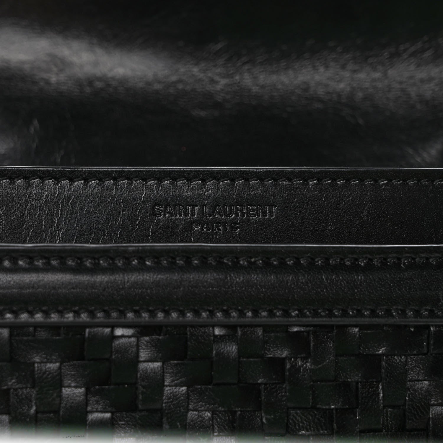Saint Laurent Calfskin Woven Monogram Cassandra Clasp Bag Black 6 of 11
