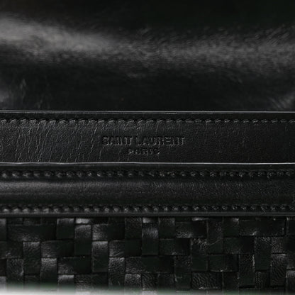 Saint Laurent Calfskin Woven Monogram Cassandra Clasp Bag Black 6 of 11