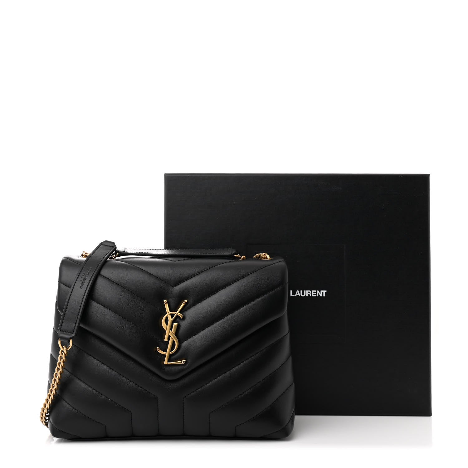 Saint Laurent Calfskin Y Quilted Monogram Small Loulou Chain Satchel Black 12 of 12