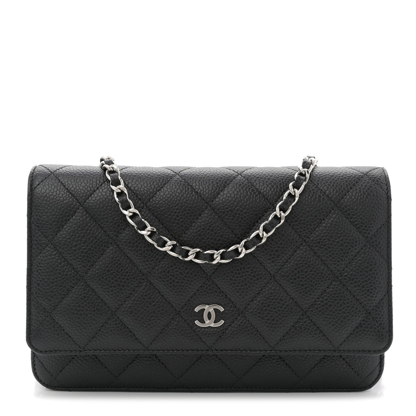 Caviar Quilted Wallet on Chain WOC Black