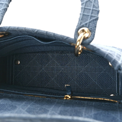 Christian Dior Canvas Embroidered Cannage Medium Lady D-Lite Denim Blue 5 of 8
