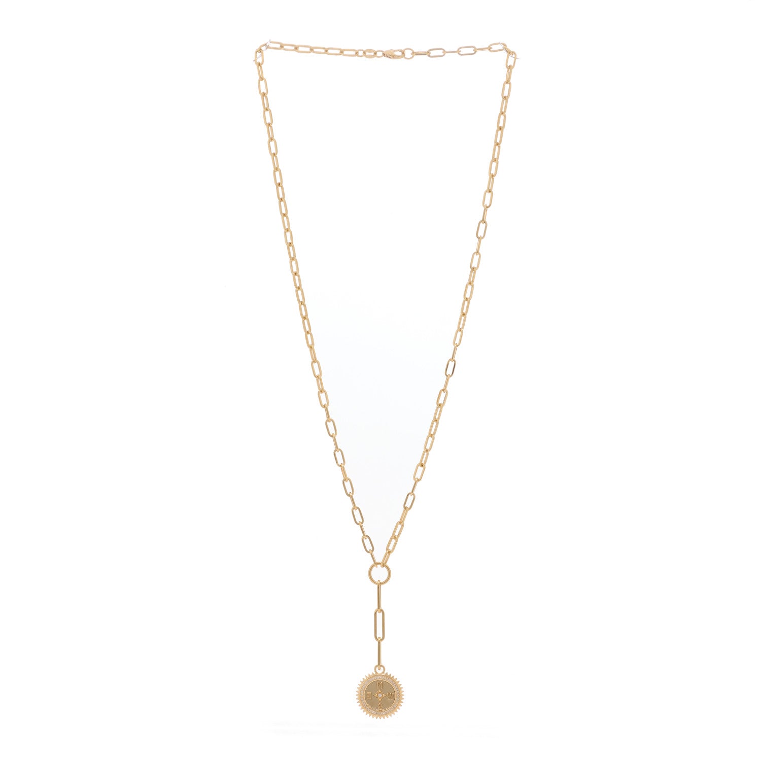 Foundrae 18K Yellow Gold Diamond Internal Compass Refined Clip Extension Chain Necklace 2 of 4