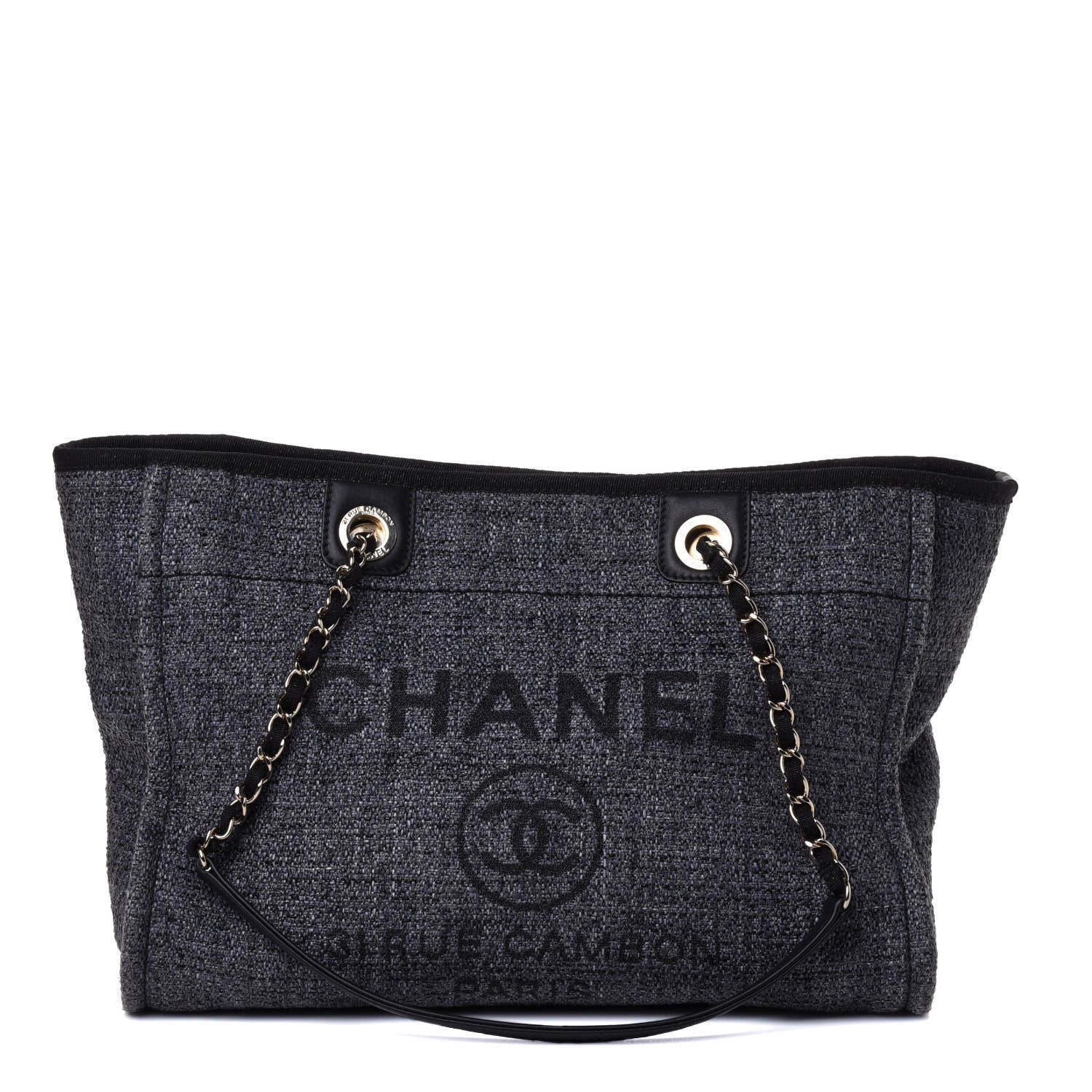 Chanel Woven Straw Raffia Small Deauville Tote Charcoal 1 of 4