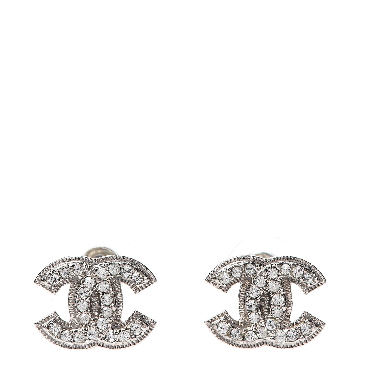 Chanel Crystal Mini Timeless CC Earrings Silver 1 of 5