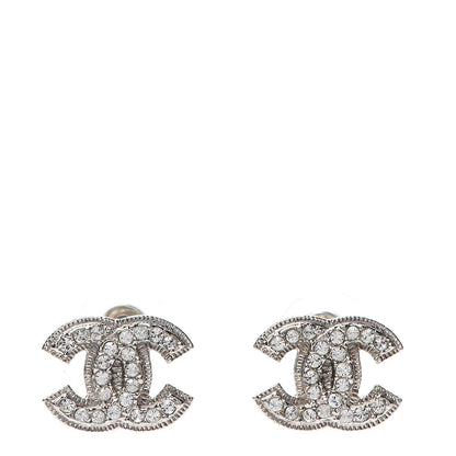 Chanel Crystal Mini Timeless CC Earrings Silver 1 of 5