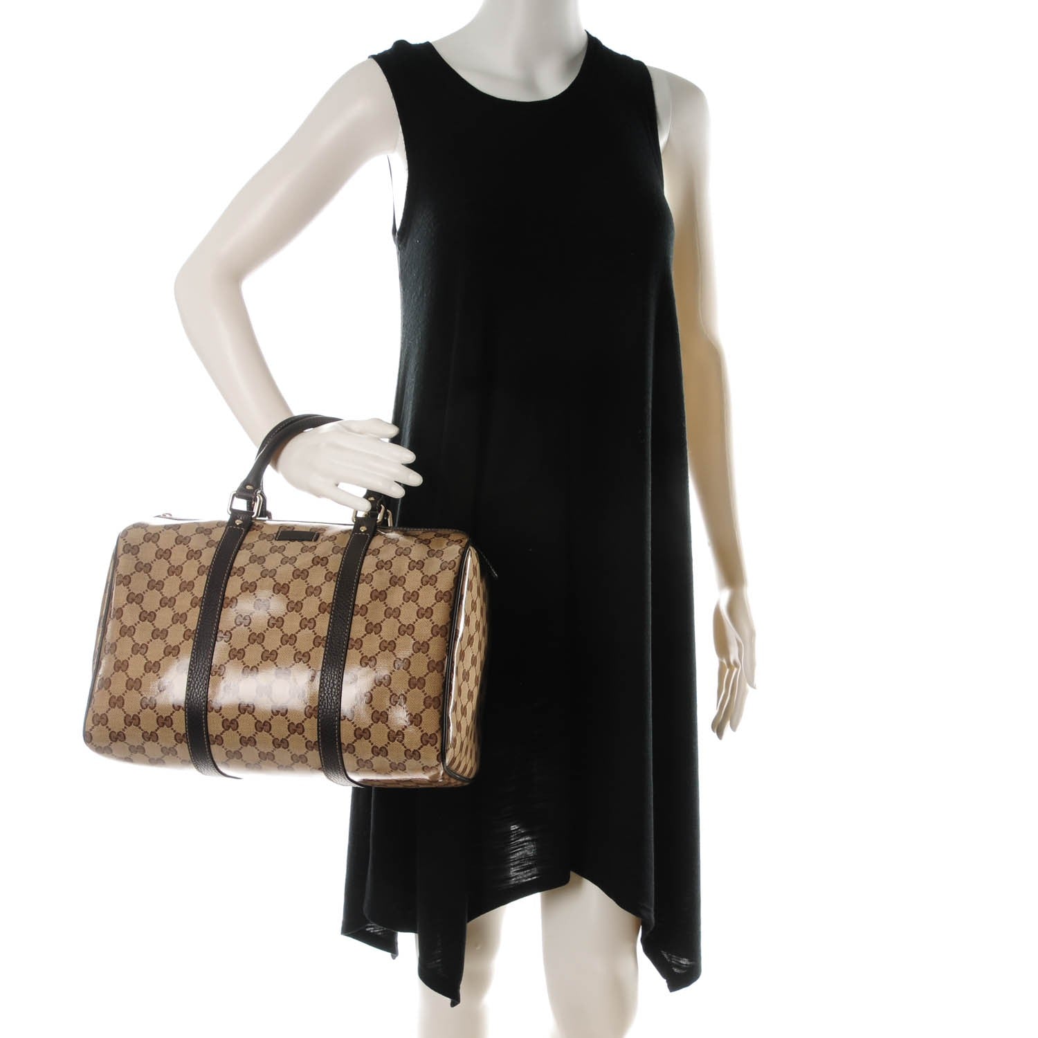 Gucci Crystal Monogram Dollar Calfskin Medium Joy Boston Beige Ebony Testa di Moro 2 of 7