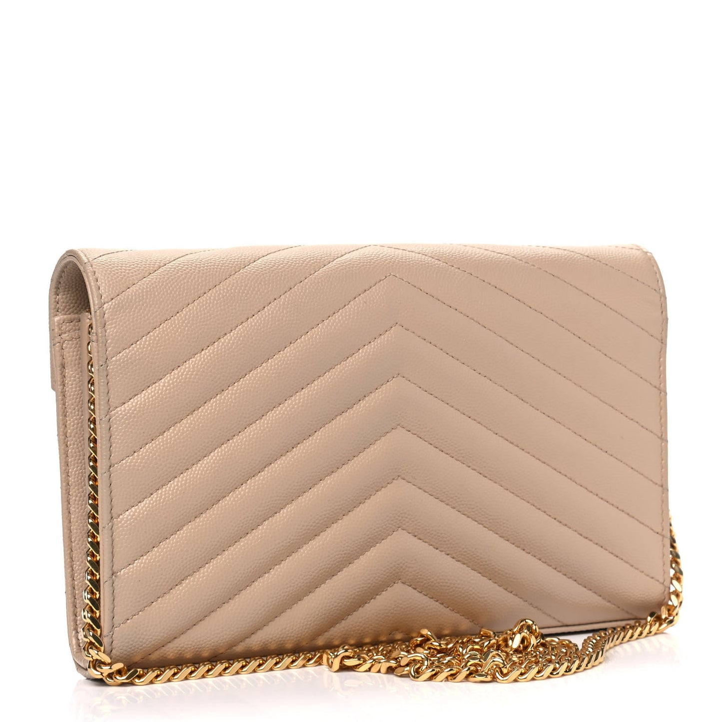 Grain De Poudre Matelasse Chevron Monogram Chain Wallet Nude Powder