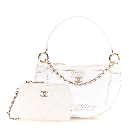 Chanel Mesh Shiny Lambskin Chain Hobo White 3 of 11