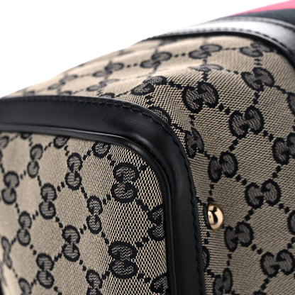 Gucci Monogram Selleria Calfskin Vintage Web Medium Boston Beige Blue 9 of 11