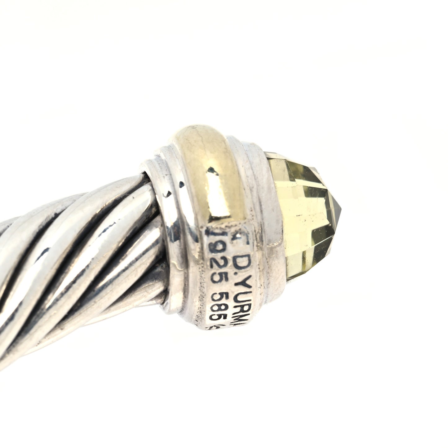 Sterling Silver 14K Yellow Gold Lemon Citrine 7mm Cable Classics Bracelet