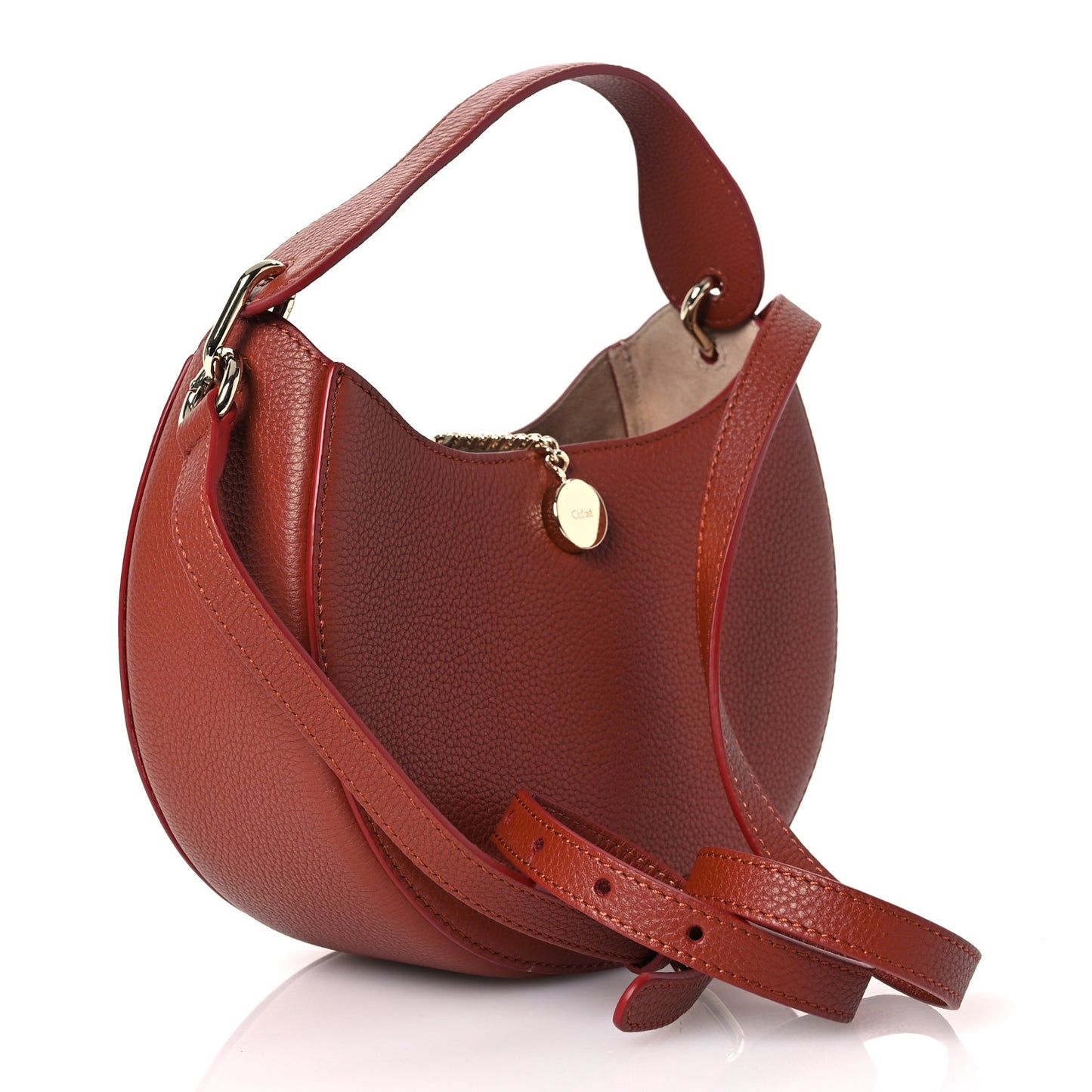 Grained Calfskin Small Arlene Hobo Bag Sepia Brown