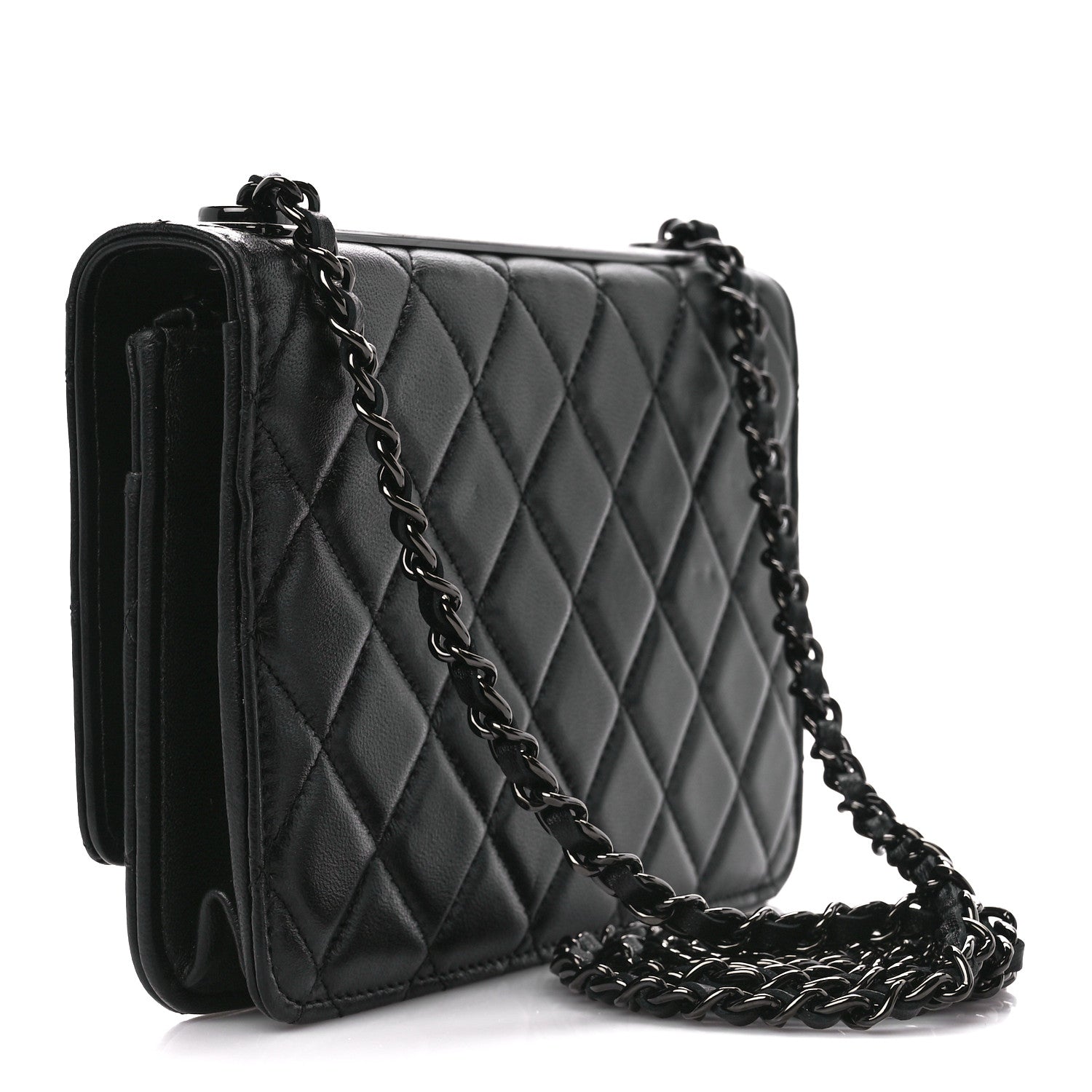 Chanel Lambskin Quilted Trendy CC Wallet On Chain WOC So Black 3 of 13