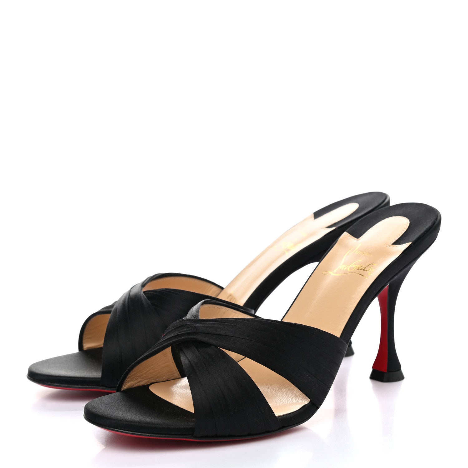 Christian Louboutin Crepe Satin Nicol Is Back 85 Slide Sandals 38.5 Black 3 of 8