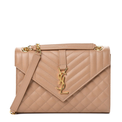 Saint Laurent Grain De Poudre Textured Mixed Matelasse Medium Triquilt Monogram Satchel Cork 1 of 10