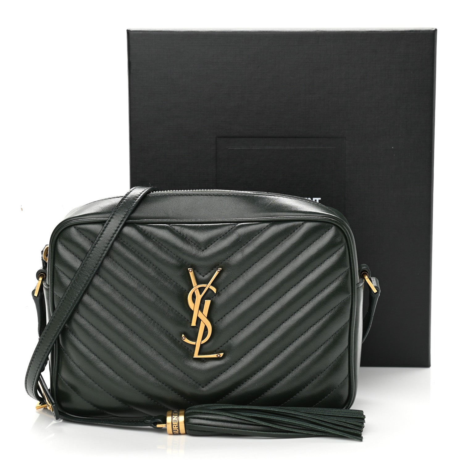 Saint Laurent Calfskin Matelasse Monogram Lou Camera Bag Military Green 12 of 12