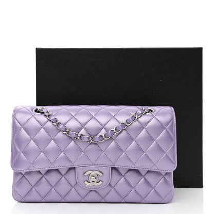 Chanel Iridescent Calfskin Quilted Medium Double Flap Purple 12 of 12