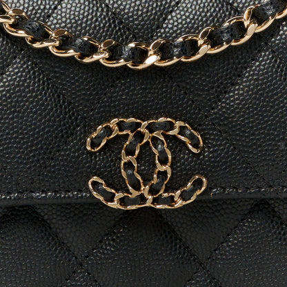 Chanel Caviar Quilted Double Chain Top Handle Flap With Chain Black 8 of 11