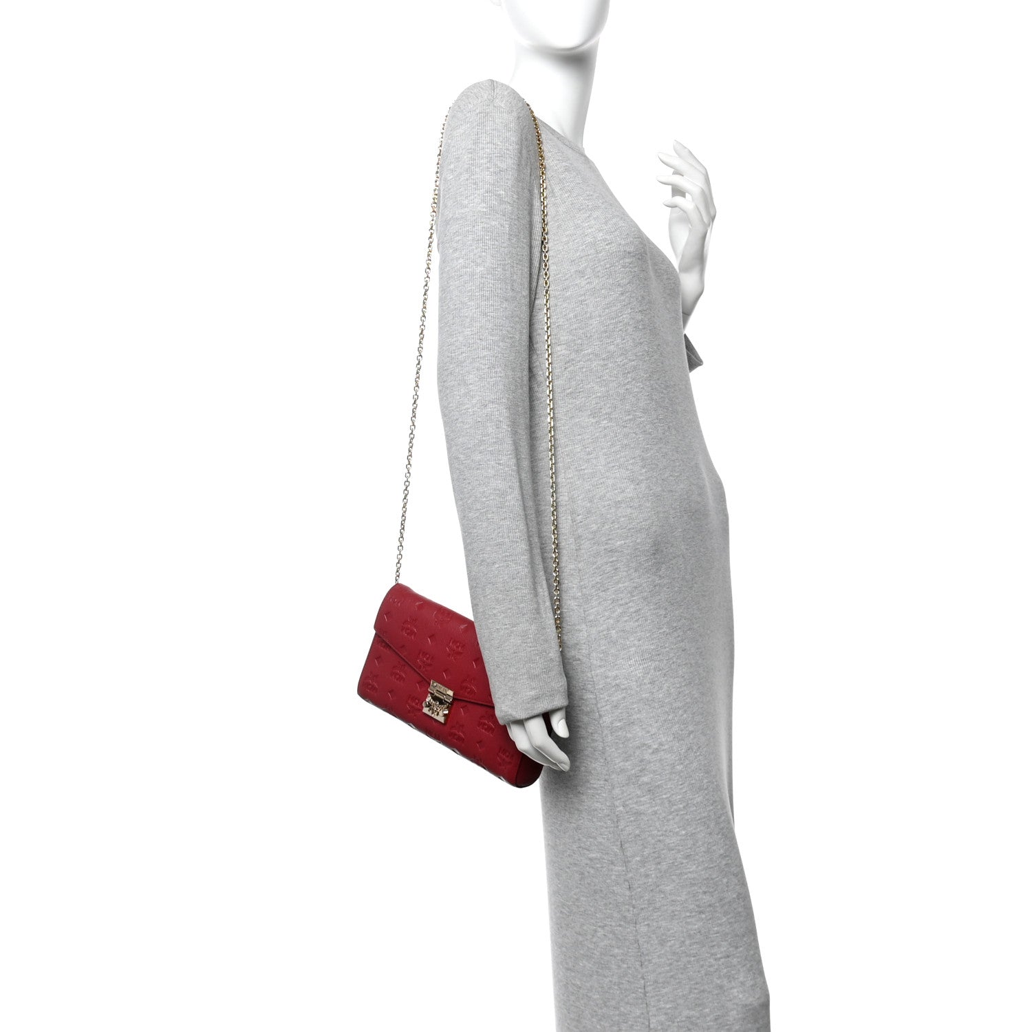 MCM Calfskin Ottomar Monogram Medium Millie Crossbody Bag Ruby Red 2 of 11