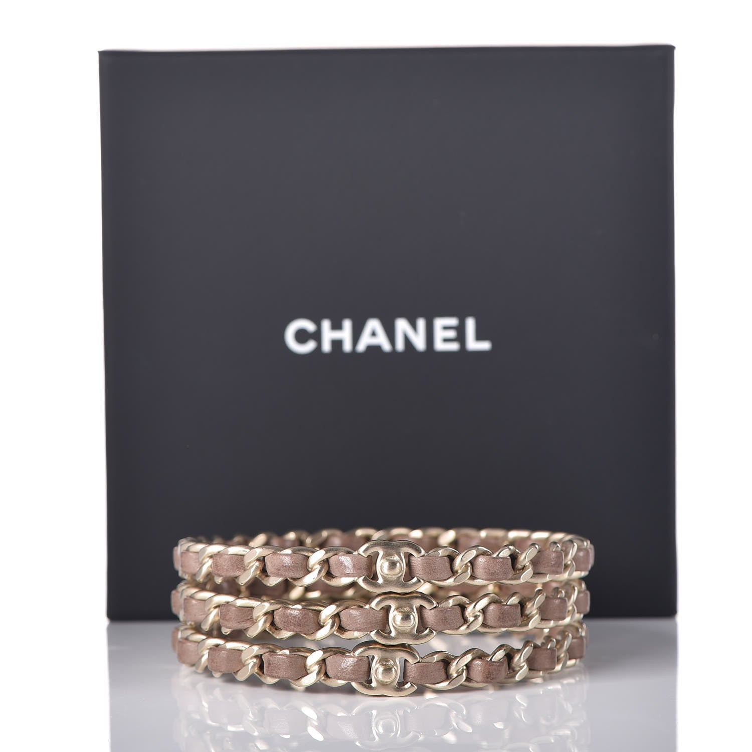 Chanel Lambskin Chain CC Bangle Bracelets M Set of 3 Gold 5 of 5