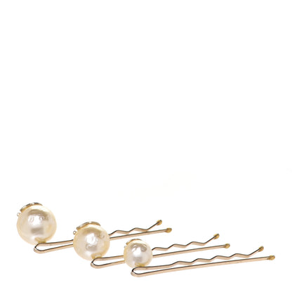 Chanel Pearl CC Hair Clip Barrette Set of 3 4 of 5