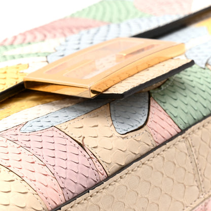 Fendi Snakeskin Floral Stitched Baguette Latte Multicolor 11 of 11