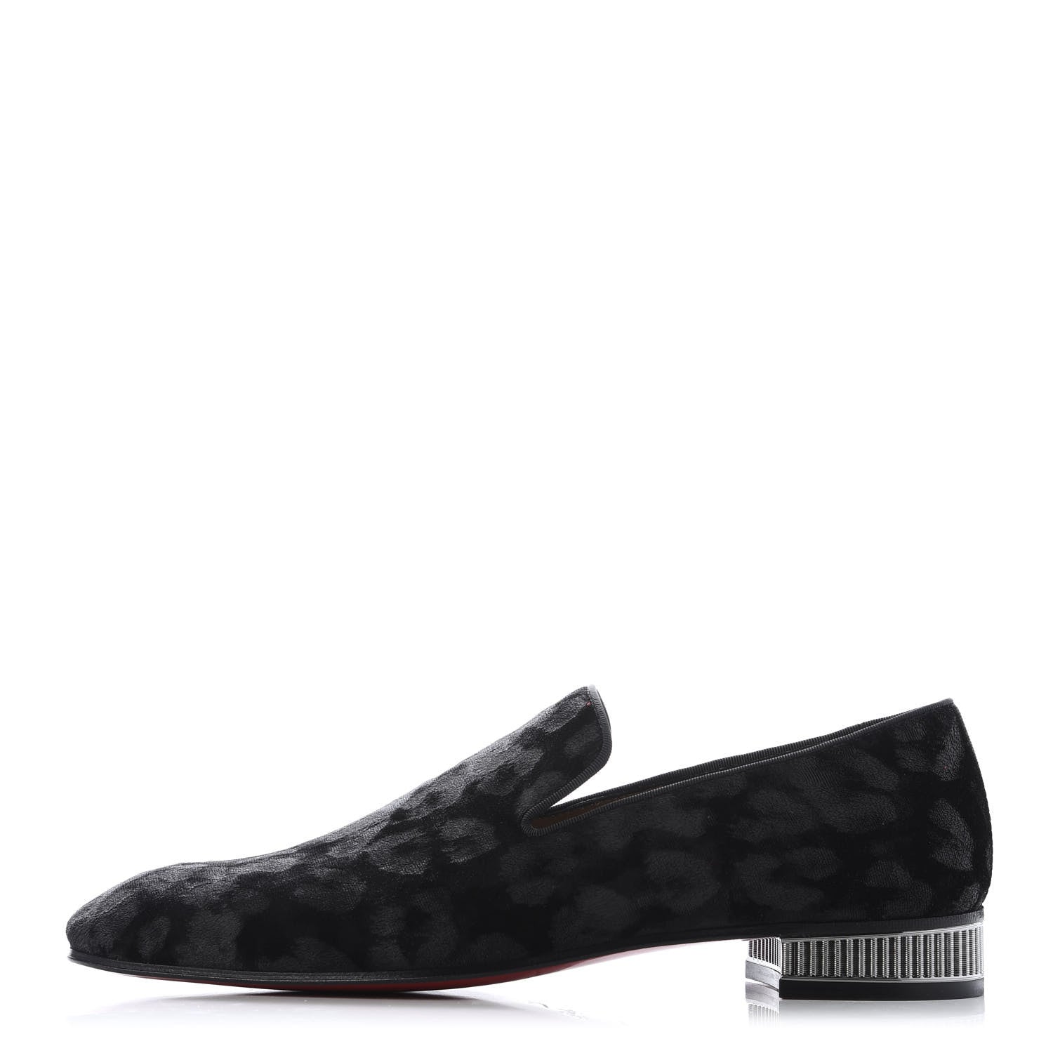 Christian Louboutin Velvet Jacquard Mens Captain Colonnaki Leopard Flat Loafers 41 Black 1 of 9