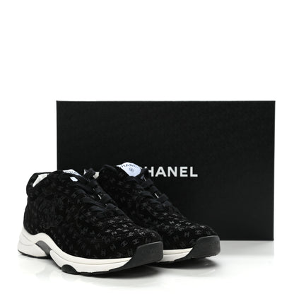 Chanel Suede Calfskin Printed CC Sneakers 38.5 Black 10 of 10