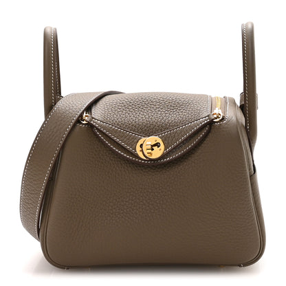 Hermes Taurillon Clemence Mini Lindy 20 Etoupe 1 of 11