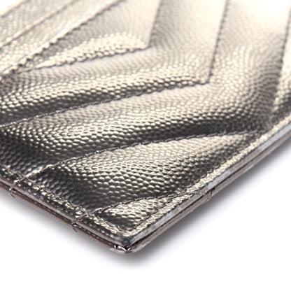 Saint Laurent Metallic Grain De Poudre Matelasse Chevron Monogram Credit Card Case Pimbo 11 of 14