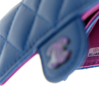 Chanel Lambskin Quilted Flap Card Holder Wallet Blue Pink 8 of 9