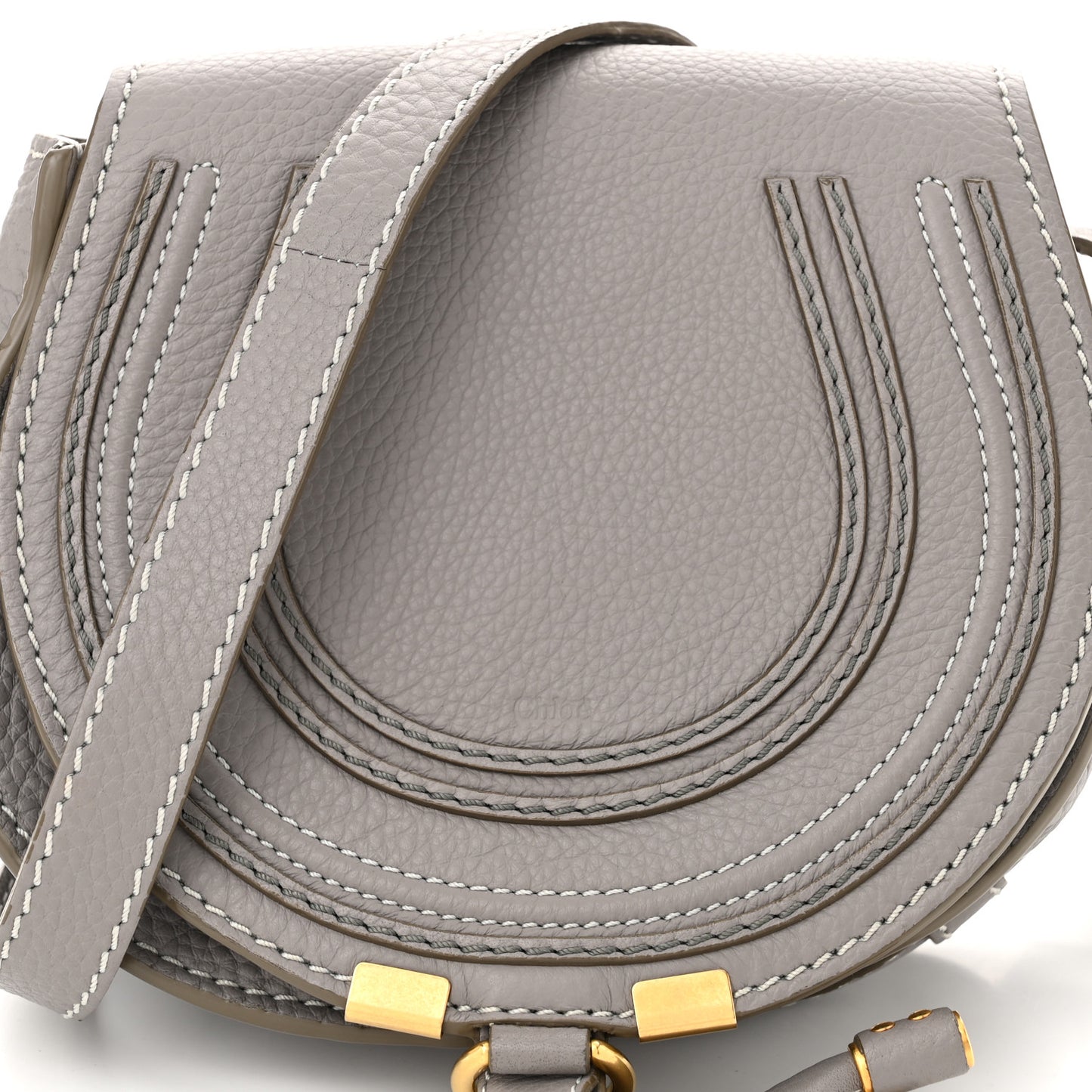 Grained Calfskin Small Marcie Saddle Bag Cashmere Grey