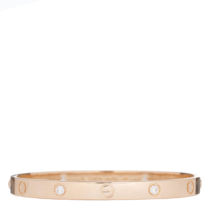 Cartier 18K Pink Gold 4 Diamond LOVE Bracelet 18 1 of 5