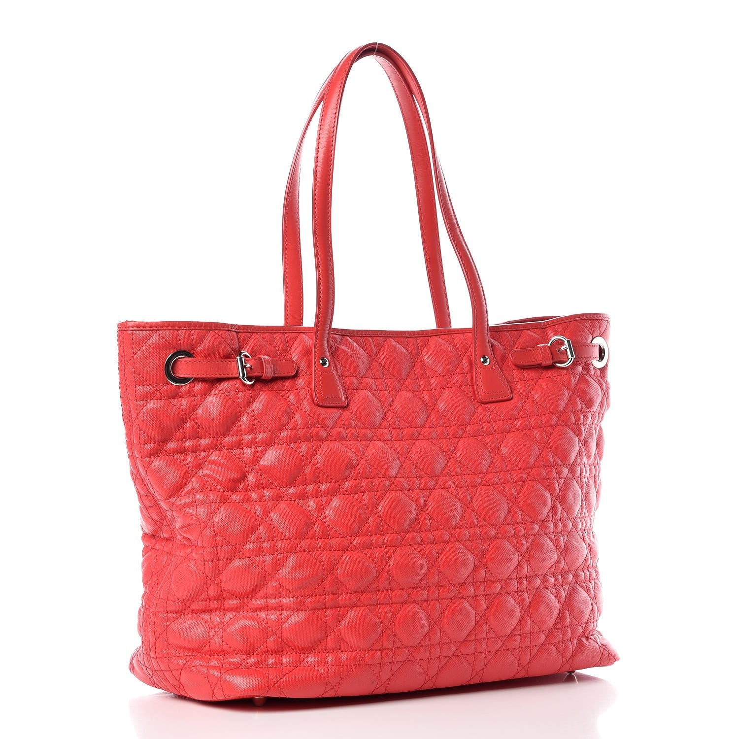 Christian Dior Coated Canvas Cannage Medium Panarea Tote Pink 3 of 10