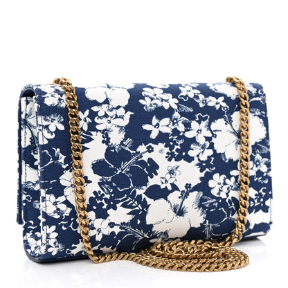 Saint Laurent Canvas Small Monogram Hibiscus Print Kate Satchel Blue 5 of 19