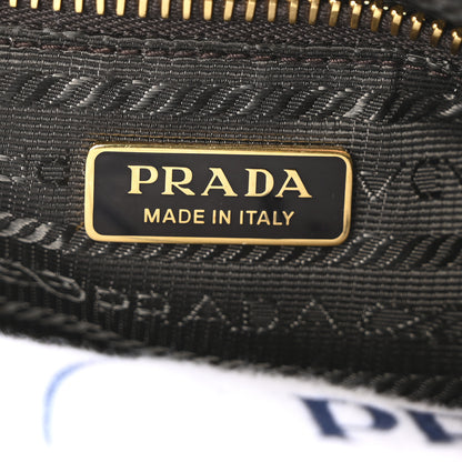 Prada Glossy Calfskin Triangle Medium Bonnie Shoulder Bag Dark Brown 6 of 9