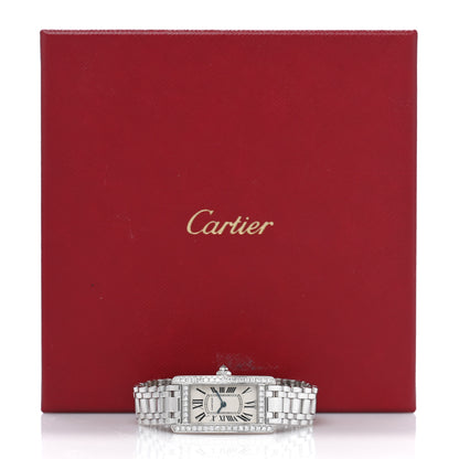 Cartier 18K White Gold Diamond Bezel 19mm Tank Americaine Quartz Watch 5 of 5