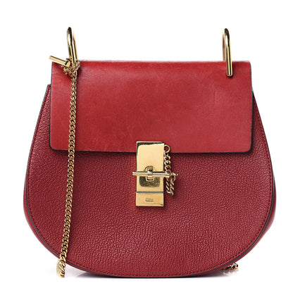 Chloe Grained Calfskin Lambskin Drew Shoulder Bag Red 1 of 16