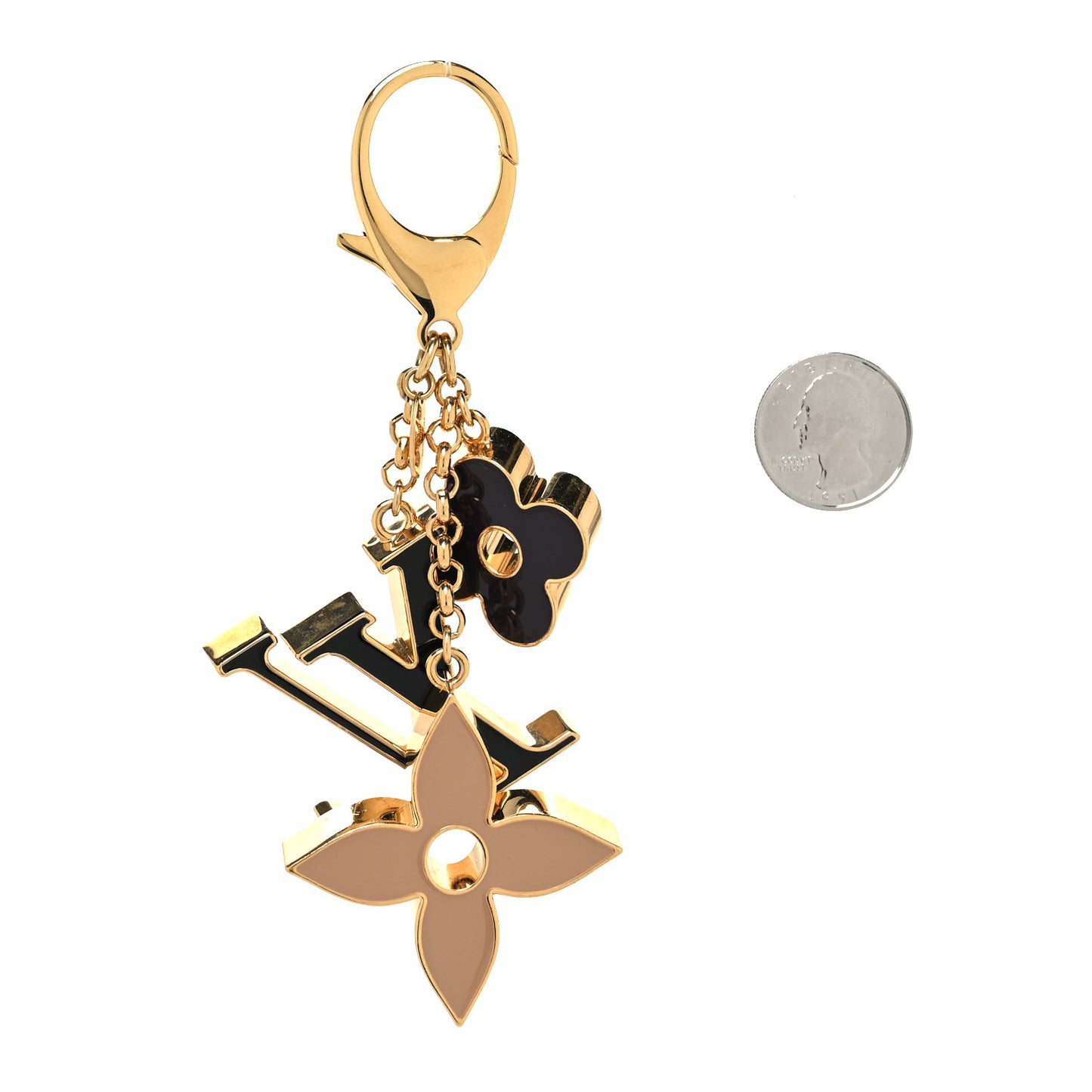 Fleur De Monogram Bag Charm Dore