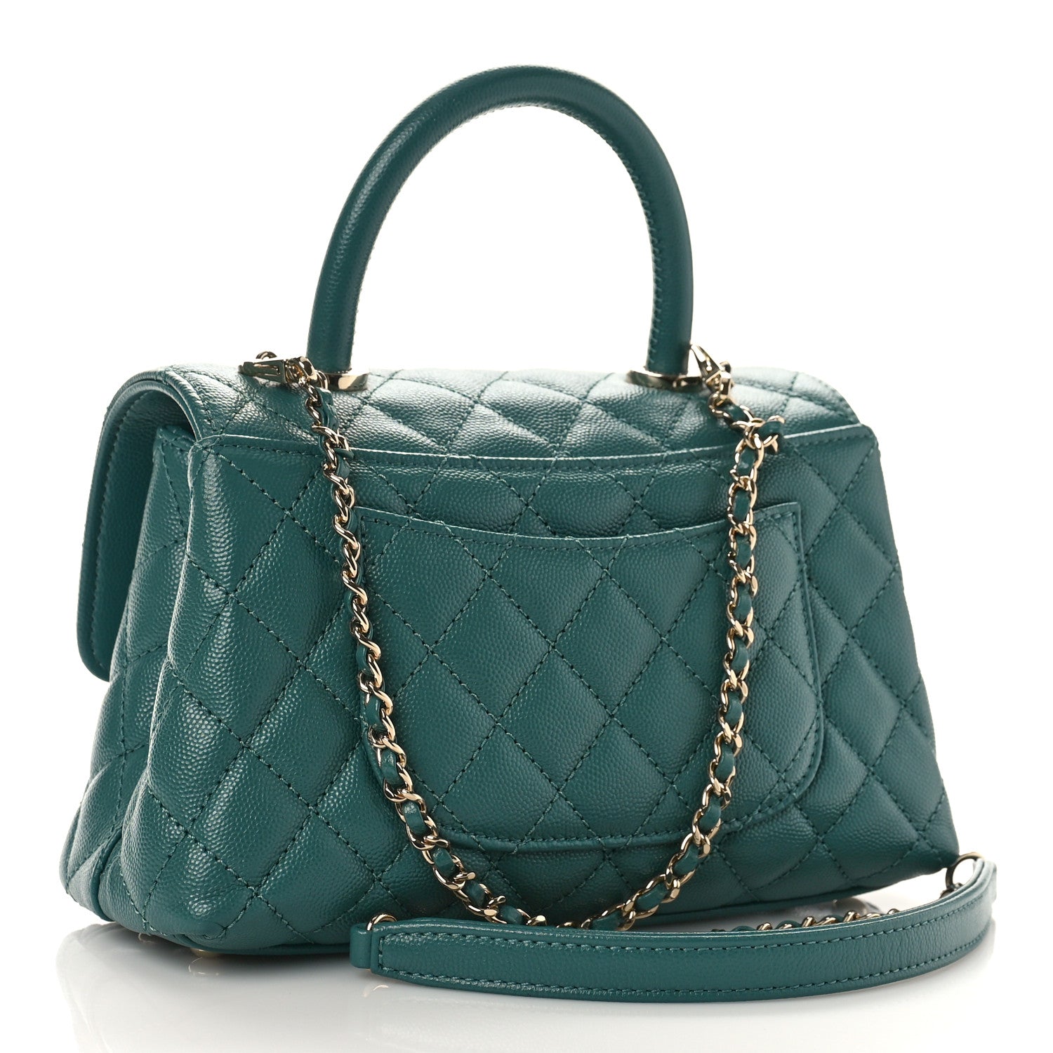 Chanel Caviar Quilted Mini Coco Handle Flap Green 3 of 9
