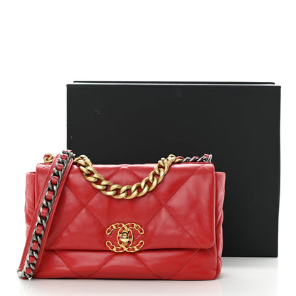 Chanel Goatskin Quilted Medium Chanel 19 Flap Red 13 of 13