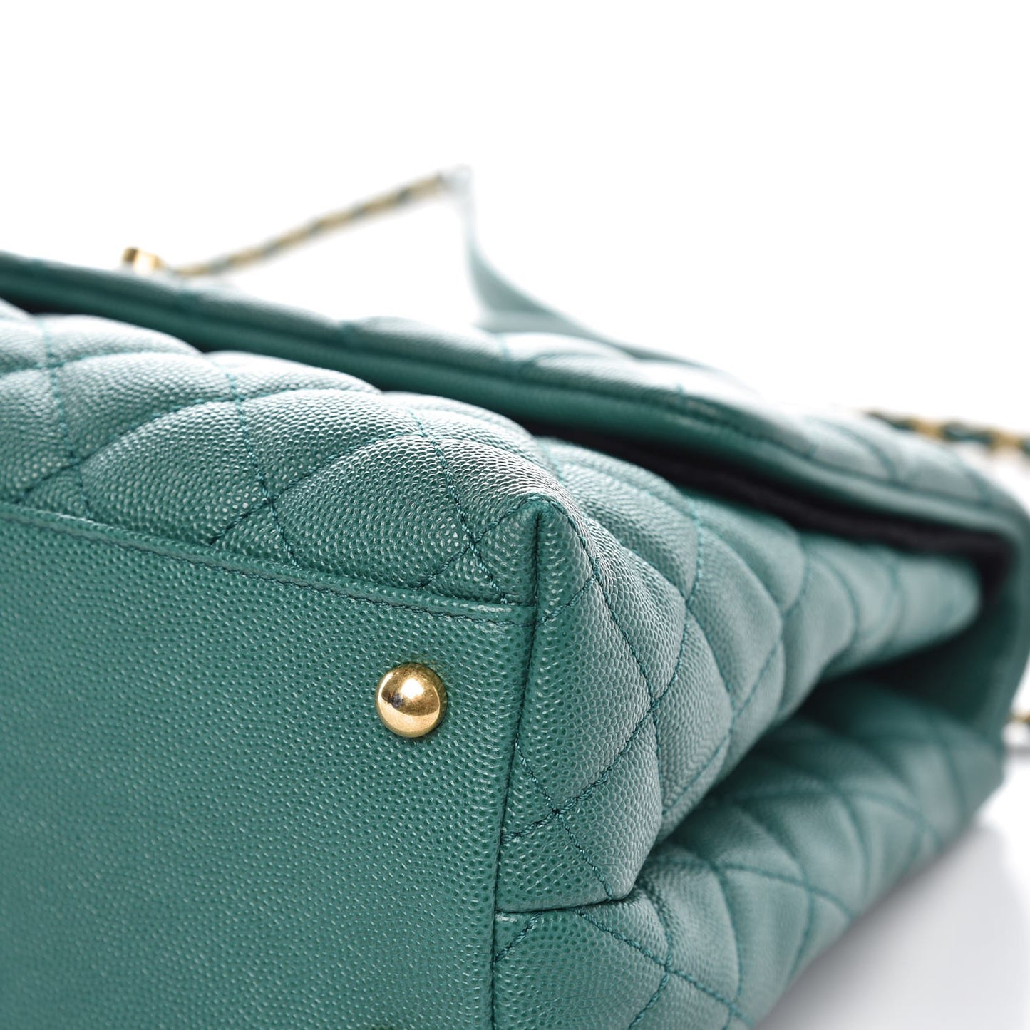 Caviar Quilted Medium Coco Handle Flap Green