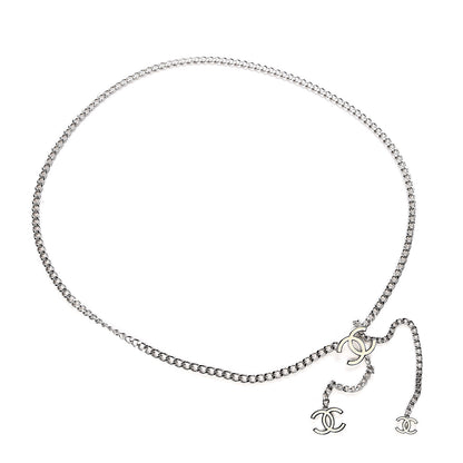 Chanel Enamel CC Chain Logo Belt Silver White 1 of 4