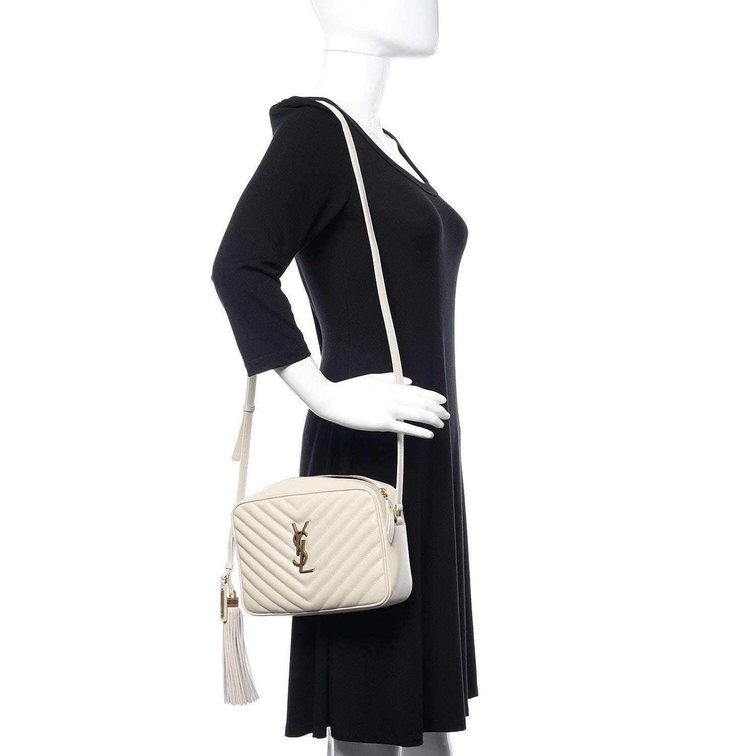 Saint Laurent Calfskin Matelasse Monogram Lou Camera Bag Crema Soft 2 of 8