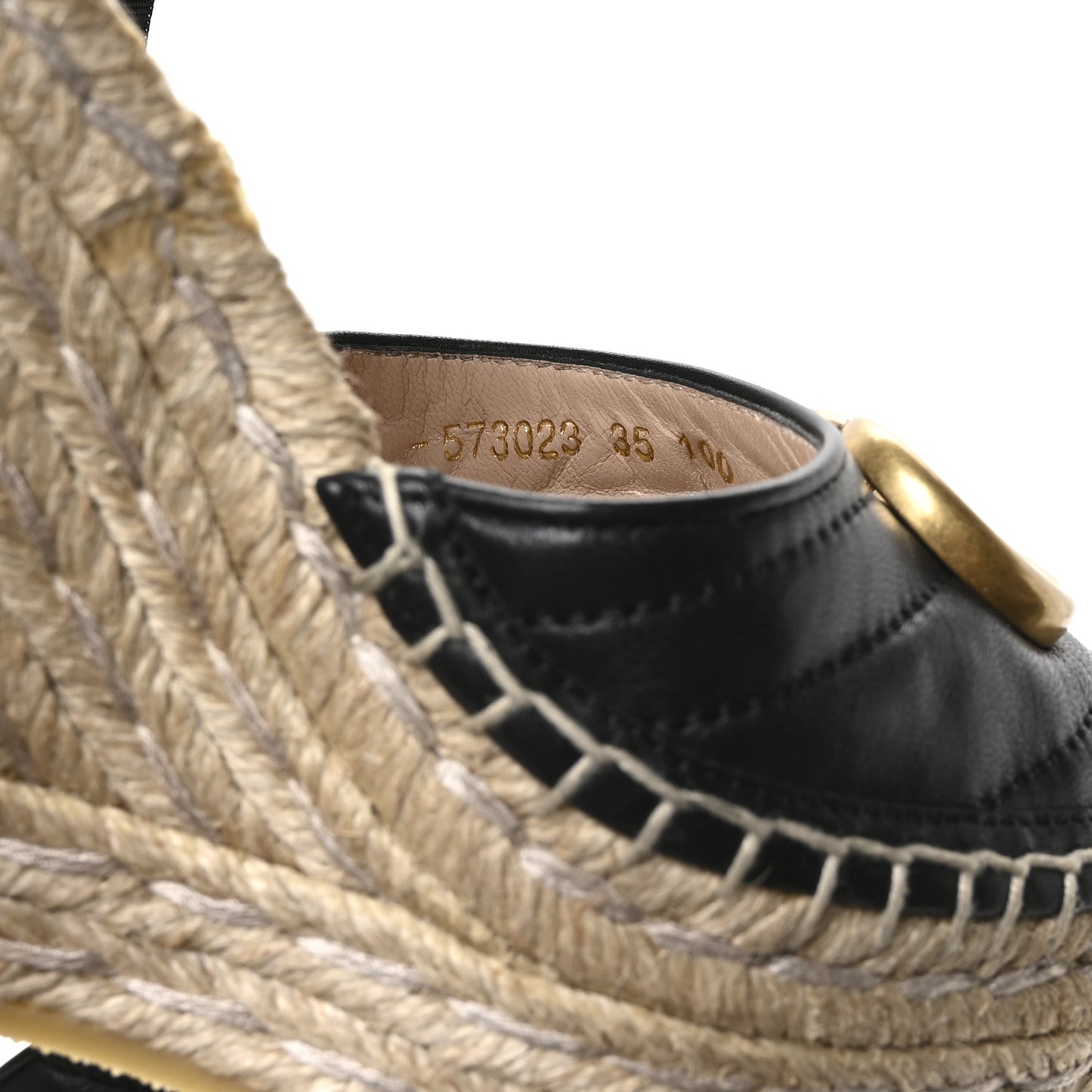 Nappa Matelasse GG Marmont Ankle Wrap Platform 35/120mm Espadrille Wedges 35 Black