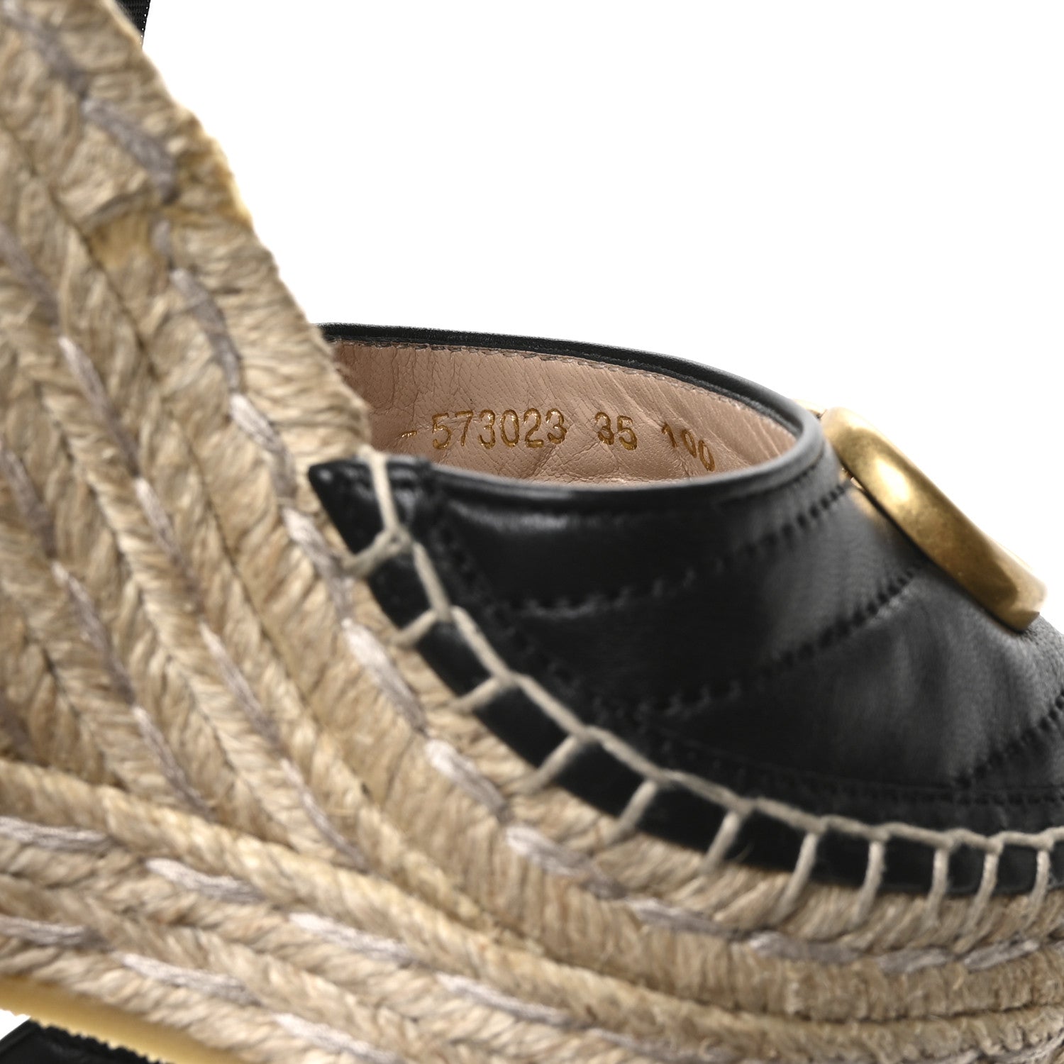 Gucci Nappa Matelasse GG Marmont Ankle Wrap Platform 35/120mm Espadrille Wedges 35 Black 8 of 9