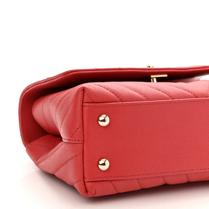 Chanel Caviar Chevron Quilted Mini Coco Handle Flap Red 9 of 10