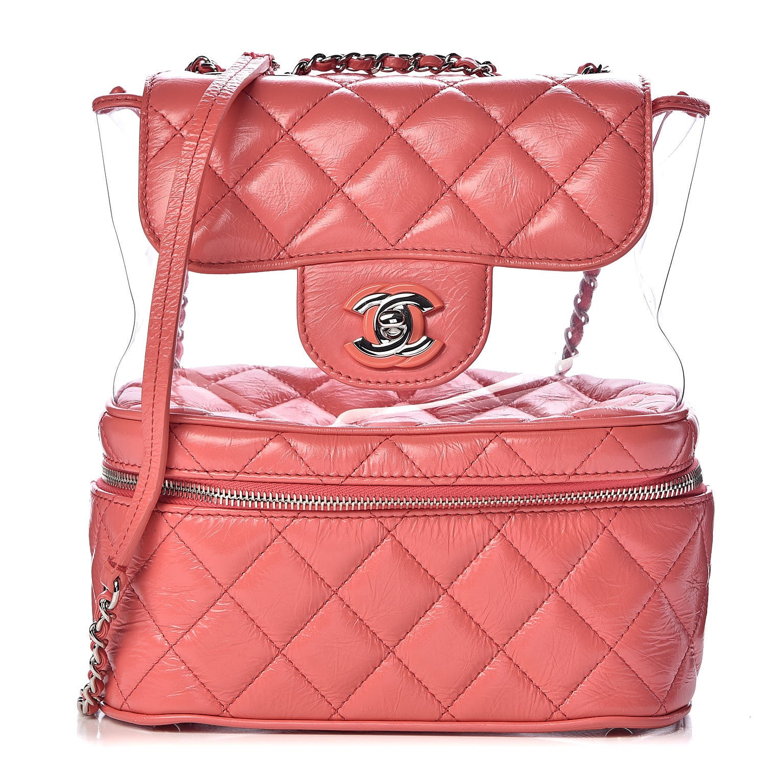 Chanel Crumpled Calfskin PVC Quilted Backpack Pink 1 of 12
