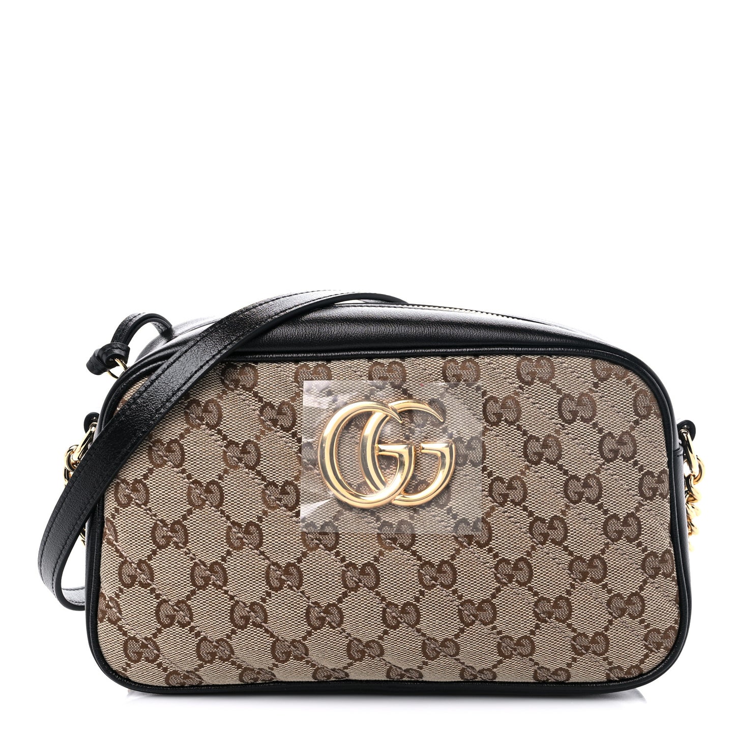 Monogram Matelasse Diagonal Small GG Marmont Chain Shoulder Bag Beige Black