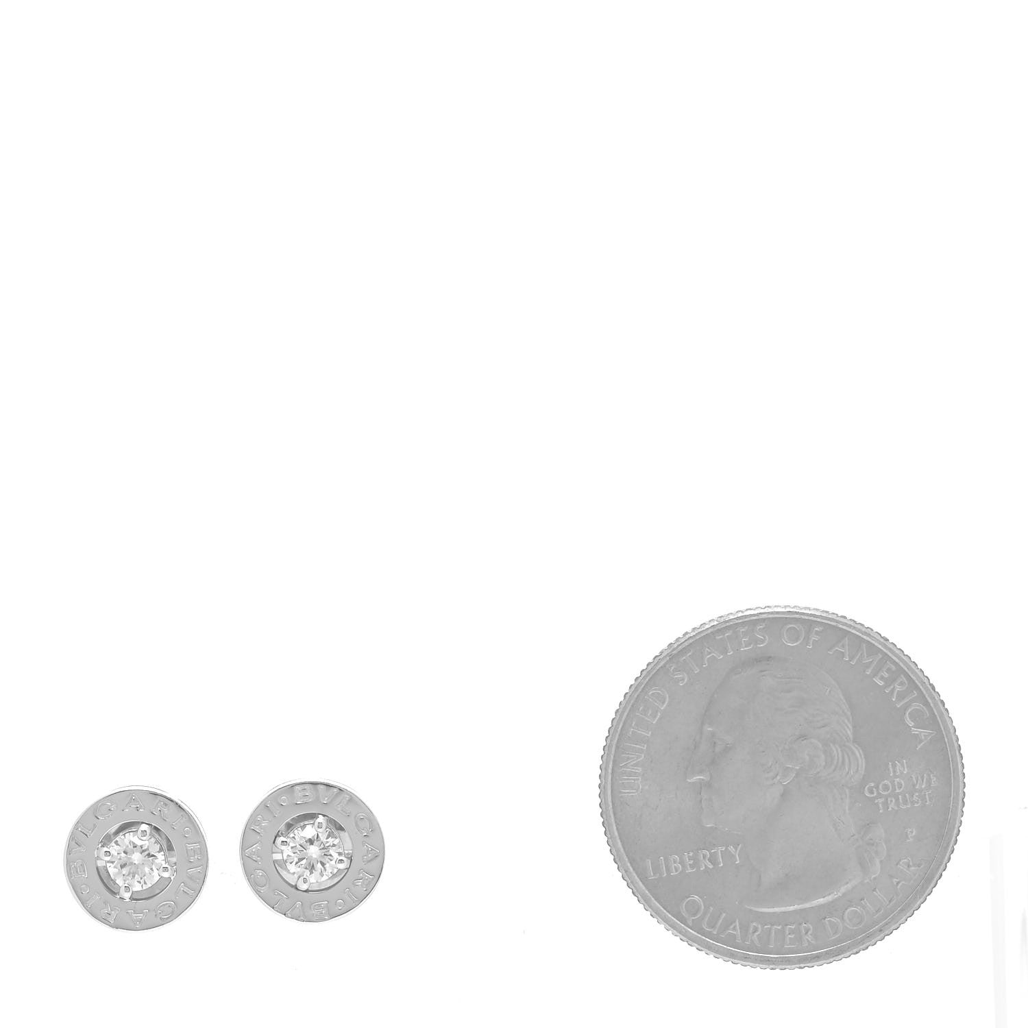 Bulgari BVLGARI 18K White Gold Diamond Stud Earrings 2 of 5