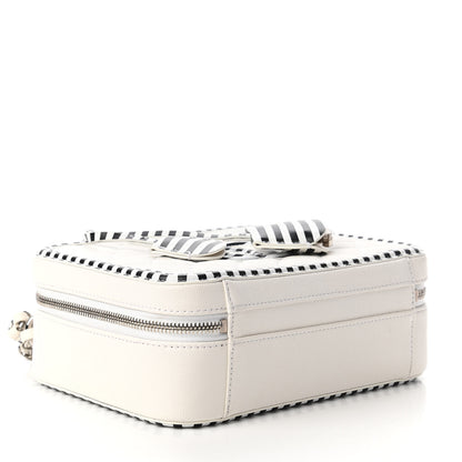 Chanel Caviar Quilted Striped Medium CC Filigree Vanity Case White Black 4 of 11